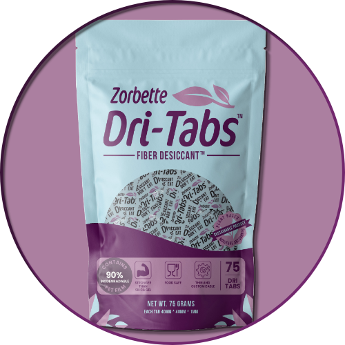 Zorbette Dri-Tabs: Moisture Absorbing Fiber Desiccants